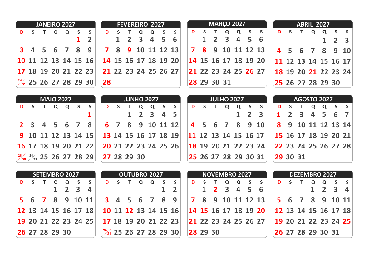 Calendário Comercial Multi-Cores 2027 - visual 2