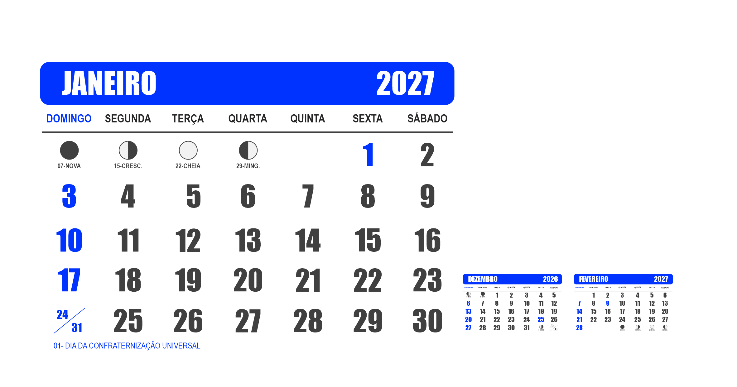 Calendário de Mesa Pack Master Calendários 2027
