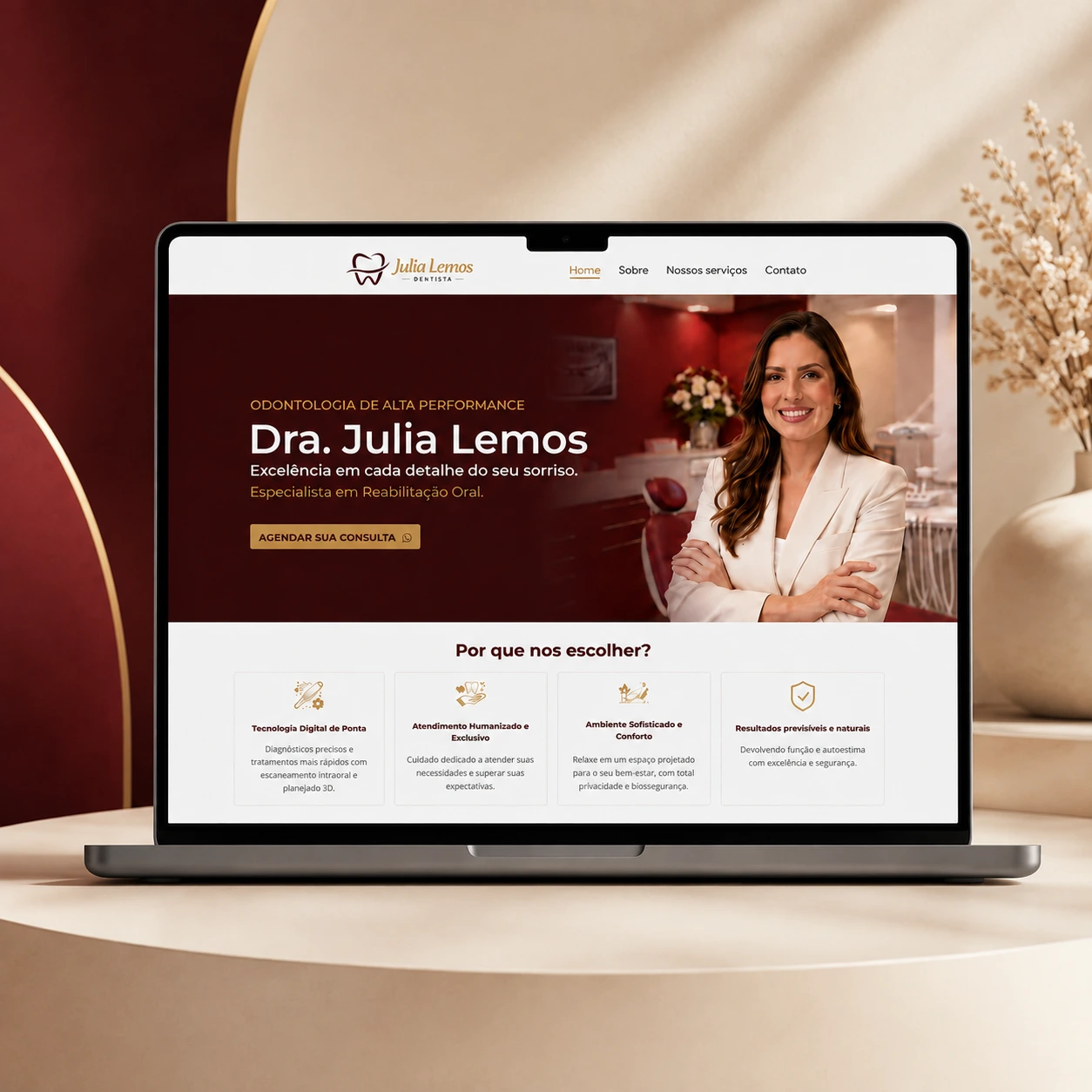 Exemplo de landing page profissional para serviços odontológicos