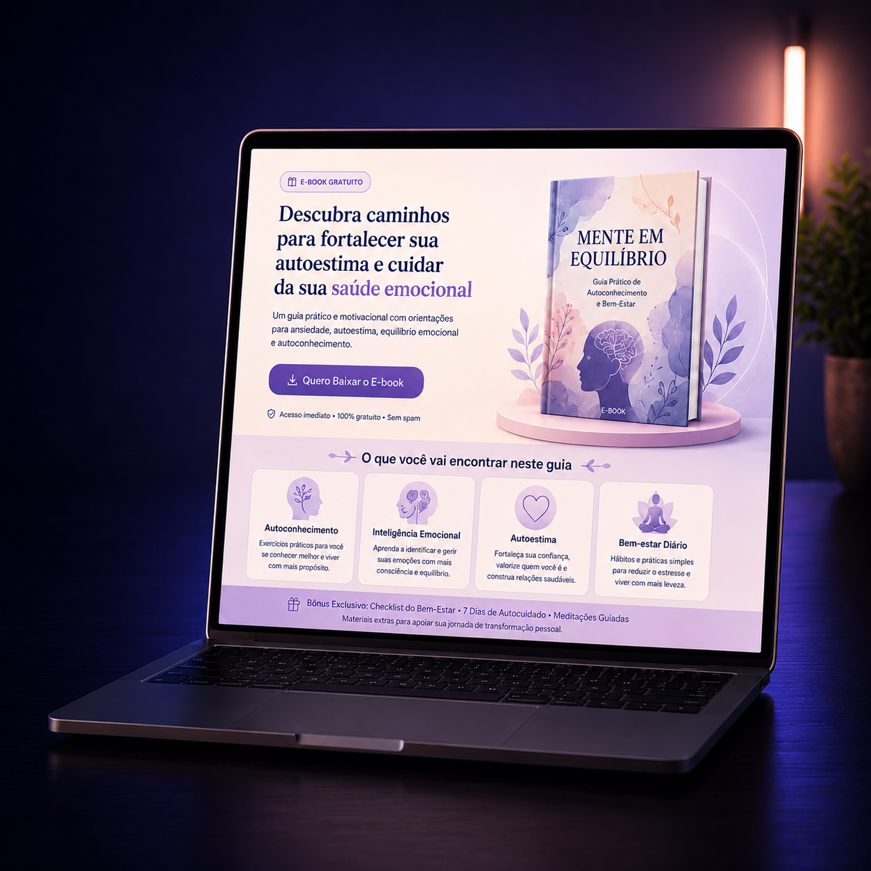 Projeto de landing page para ebook e produtos digitais