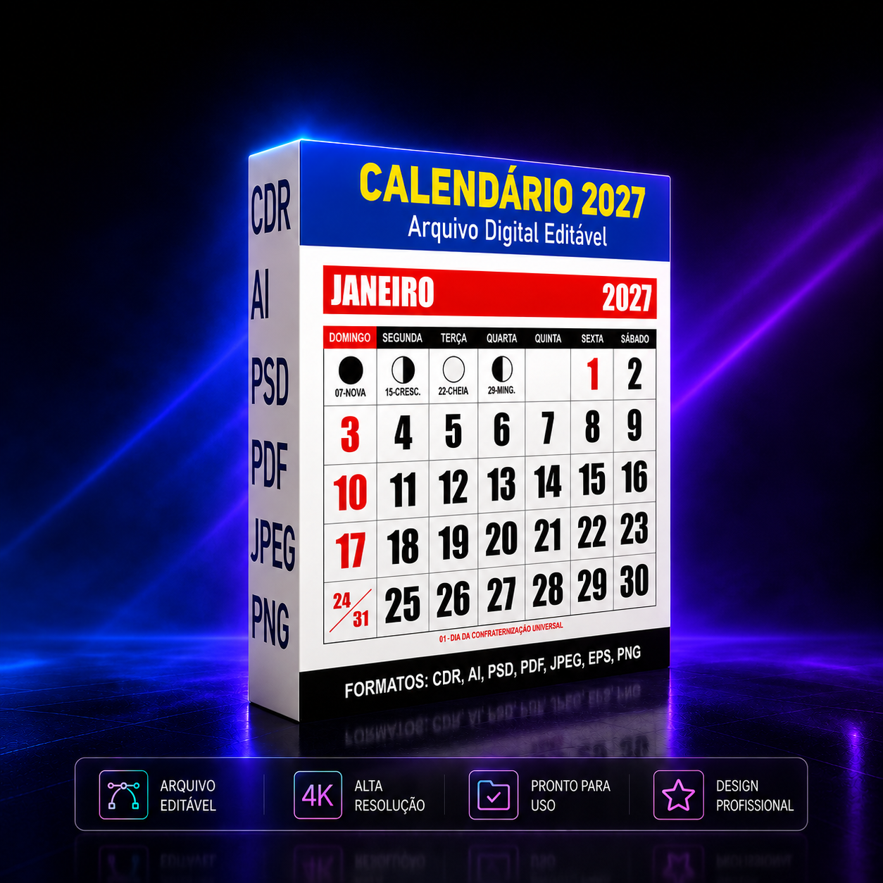 Calendário 5x5 Quadrado