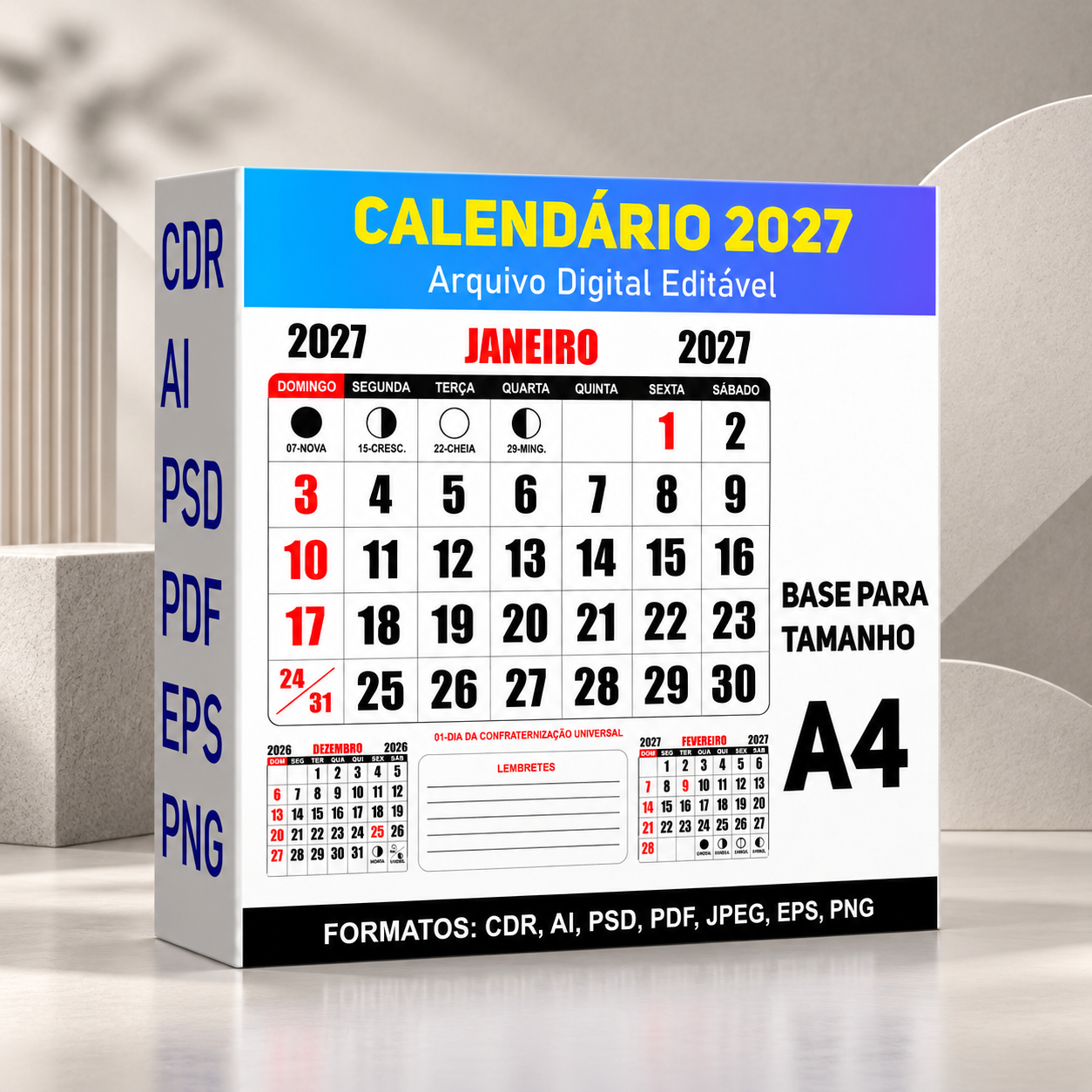 Calendário A4 Rounded